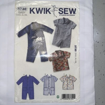 Kwik Sew 3730 Baby Overalls & Shirt Sz S-XXL (0 To 24 Months) Woven Fabric Uncut - Image 1 of 4