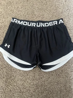 Girl’s UA Under Armour Play Up 2.0 Running Shorts Black White Size YL - Image 1 of 3