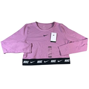 Nike Damen Langarm Crop Top Neu mit Etikett Größe XL Rosa Activewear - Bild 1 von 4