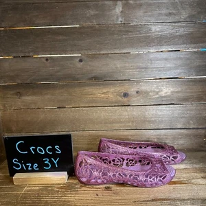 Big Kids Crocs Isabella Purple Pink Glitter Jelly Flats Shoes Sandals Size 3 Y - Picture 1 of 6