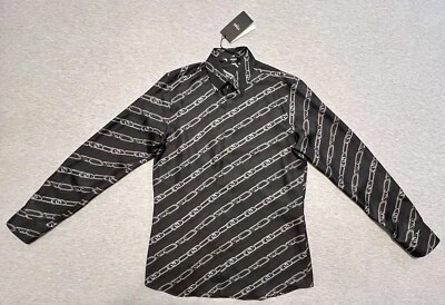 FENDI Black silk shirt featuring fendi chain-link print . Size - 39. - Image 1 of 4