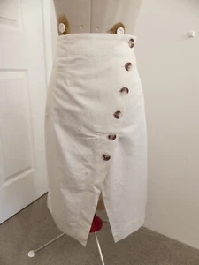 SUSSAN Cream Stone SKIRT Size 16 NWT NEW A-Line Button Front Travel Casual - Picture 1 of 6