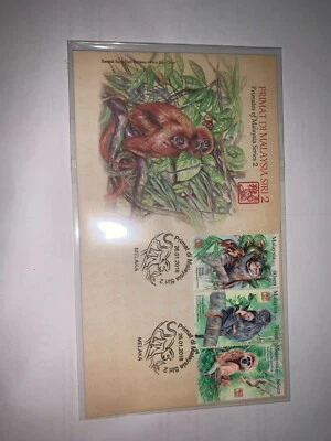 Malaysia 2016 fdc primates series 2 3v first day cover + brochure - Image 1 of 2