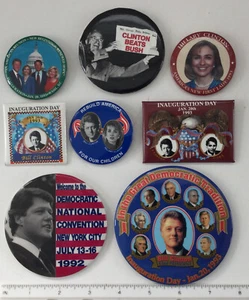 Colección de prendedores de elecciones presidenciales de Bill Clinton y Hillary 1993  - Imagen 1 de 5
