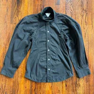 BOTTEGA VENETA 2010'S BLACK PUFF SLEEVE BUTTON UP SHIRT SIZE IT 36 - Picture 1 of 6
