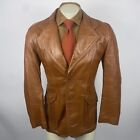 Vtg 60s 70s Scully Leather Jacket Trench Coat Disco Fight Club Brown Mod Mens 42