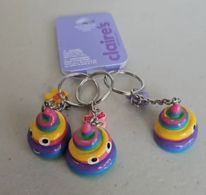 Claire’s BFF Best Friends Rainbow Poop Keychain Backpack Clip 3 Pc Set With Star - Picture 1 of 17