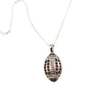 48141 Necklace with Red Rhinestone Football Charm - Picture 1 of 1