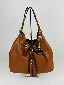 Michael Kors Camden Drawstring Leather Shoulder Tote Brown Large - Picture 1 of 11