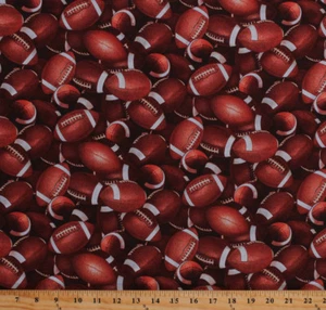 Cotton Footballs Balls Sports Brown Cotton Fabric Print by the Yard D666.06 - Picture 1 of 1