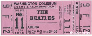 1 BOLETO DE CONCIERTO COMPLETO DE LOS BEATLES 1964 Washington D C pnk reimpreso laminado - Imagen 1 de 1