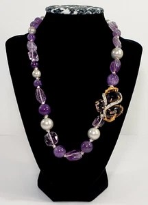 ALEXIS BITTAR Purple Amethyst Pearl Crystal Necklace, WAS $500 *RARE!* - Picture 1 of 11