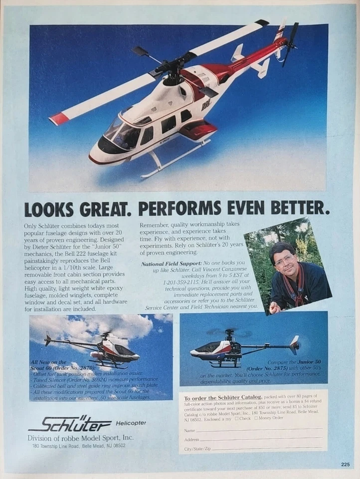 Schluter Junior 50 RC Helicopter Print Ad Ephemera Wall Art Decor robbe - Image 1 of 1