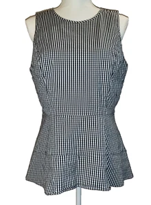 White House Black Market Damen Größe 10 Schößchenbluse Gingham karierter Reißverschluss hinten - Bild 1 von 19