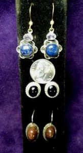 3 Paar Südwest Indianer Kunsthandwerk Ohrringe ~ Jaspis-Onyx-Lapis 925 Silber - Bild 1 von 10