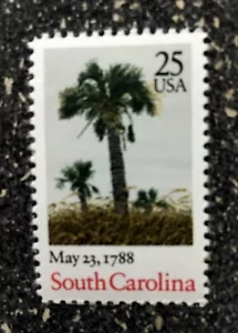 1988USA #2343 25c South Carolina Statehood - Mint NH palm trees - Picture 1 of 1