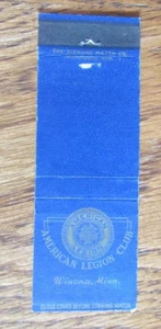 FUNDA DE LIBRO DE CERILLAS FRATERNAL LEGION AMERICANA: WINONA, MINNESOTA CUBIERTA VACÍA B9 - Imagen 1 de 1