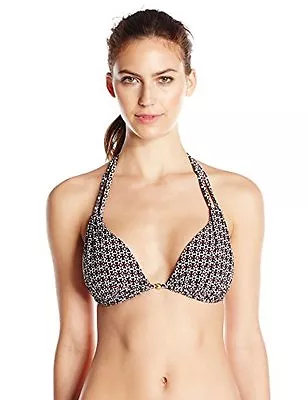 LA BLANCA PERFECT PATCH HALTER TRIANGLE BIKINI SWIM TOP BROWN SIZE 8 NEW! $59 - Image 1 of 2