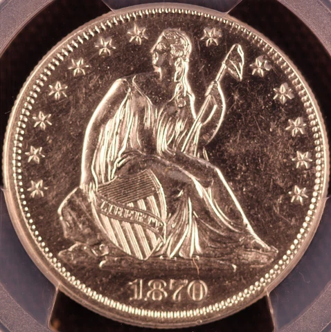 1870 50C Seated Liberty Half Dollar PCGS AU Details Harshly Cleaned Cover