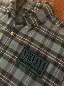 Nirvana Nevermind Blue White Checked Plaid Tartan Grunge Shirt In Utero In Bloom - Picture 1 of 7