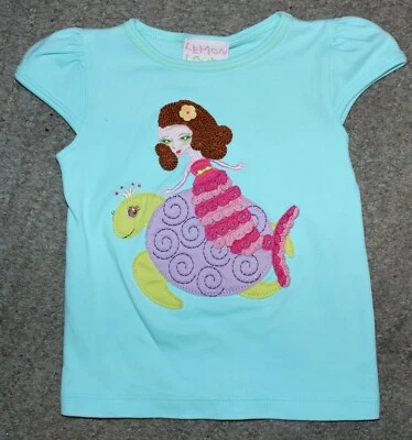 Camiseta Top Azul Lemon Loves Lima Niñas Pequeñas - Talla 2T - Usada en Excelente Condición Foto 1 de 3