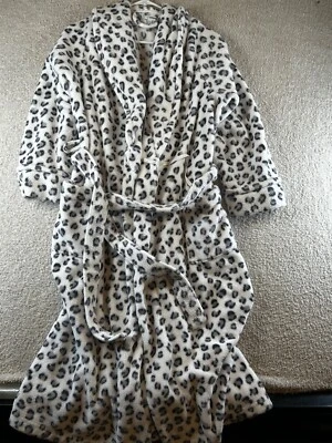 Sonoma Women's Plush Robe L Leopard Print Belted Soft Fleece Cozy Lounge Sleepwe - Image 1 of 4