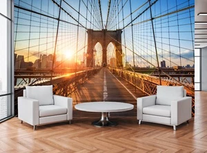 Brooklyn Bridge Wall Mural City Photo Wallpaper Modern Paper Poster Office - Imagen 1 de 8