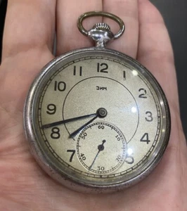 OROLOGIO DA TASCA ZIM vintage con stella URSS placcato oro meccanico raro regalo per uomo - Foto 1 di 22