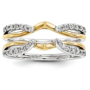 0.50Ct Real Natural MOISSANITE Wrap Guard Enhancer Ring 14k Two Tone Gold Plated - Picture 1 of 3