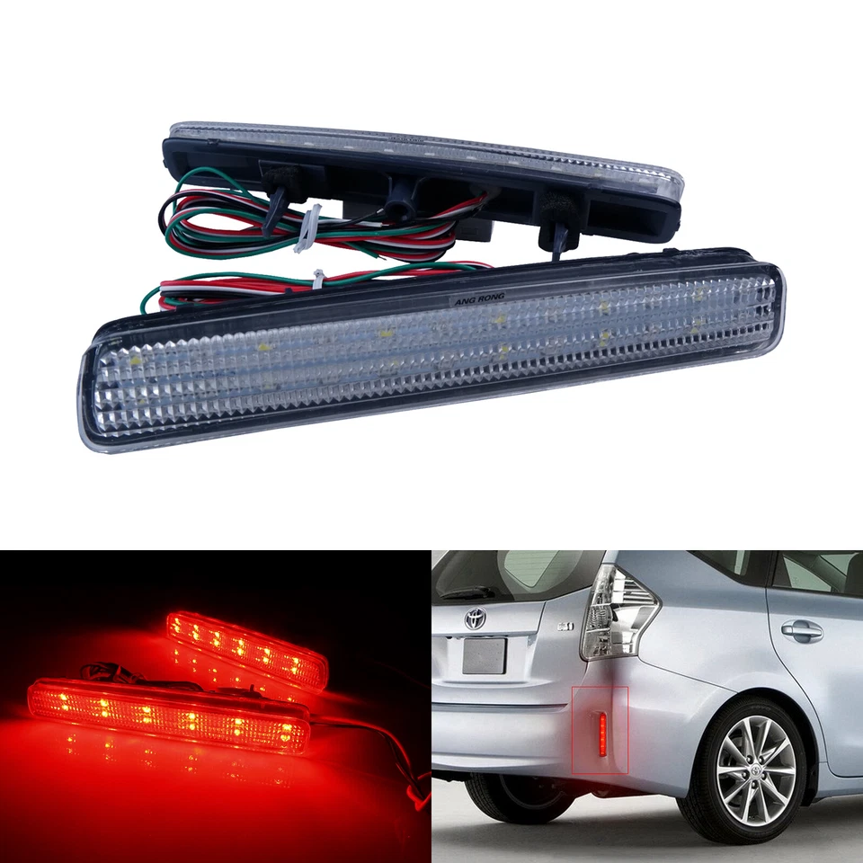 Luces antiniebla LED reflector de parachoques trasero freno 2 piezas para Toyota Prius V Scion tC Foto 1 de 3