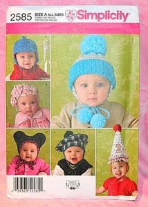 Sombreros de bebé sin cortar simplicidad patrón 2585 fiesta de cumpleaños boina gorra de invierno - Imagen 1 de 2