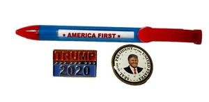 Donald Trump 2020 bolígrafos de mensajes giratorios y 2 prendedores artículos políticos presidenciales - Imagen 1 de 8