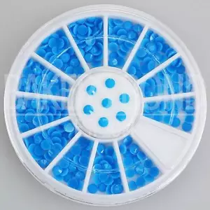 300pc Rhinestone 3D Nail Art Fashion Diamante Craft Bright Round Gems Ocean Blue - Picture 1 of 1