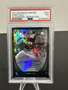 2011 Bowman Chrome Refractor /500 Chris Sale #220 Rookie Auto RC PSA 7 - Picture 1 of 3