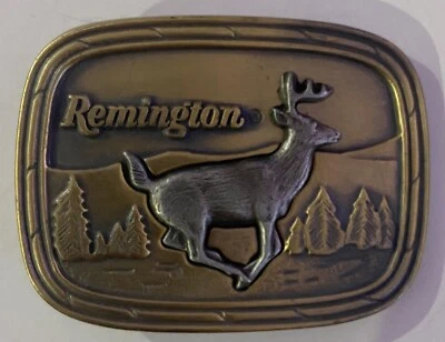 WF03154 *NOS* BONITO VINTAGE 1979 ***REMINGTON*** HEBILLA DE CINTURÓN FABRICANTE DE ARMAS DE FUEGO Foto 1 de 2