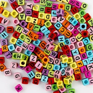200 Alphabet Letter Mixed Color square cube beads For Jewellery Making Xmas Gift - Picture 1 of 1