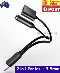 3.5mm Jack Audio Charging Splitter Headphone Earphone Adapter For iPhone 14 13 X - Picture 1 of 10
