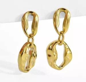 STAINLESS STEEL 18K PVD GOLD PLATED EARRINGS HYPOALLERGENIC WATERPROOF - Picture 1 of 3