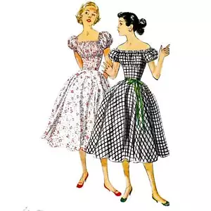 50s Pattern – One-piece Dress, Cottage-core, Peasant Style - Multi-sizes - Picture 1 of 1