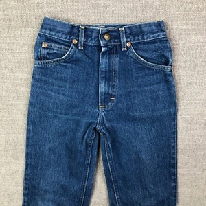 VTG Lee Jeans Boys 12 Slim Blue Bootcut Workwear USA Made Faded 80s Actual 22x26 - Picture 1 of 11
