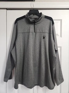 Spyder Pullover Hombres 2XL-(56"Pecho) Gris Negro 1/4 Cremallera Sudadera Exterior Atlética - Imagen 1 de 5
