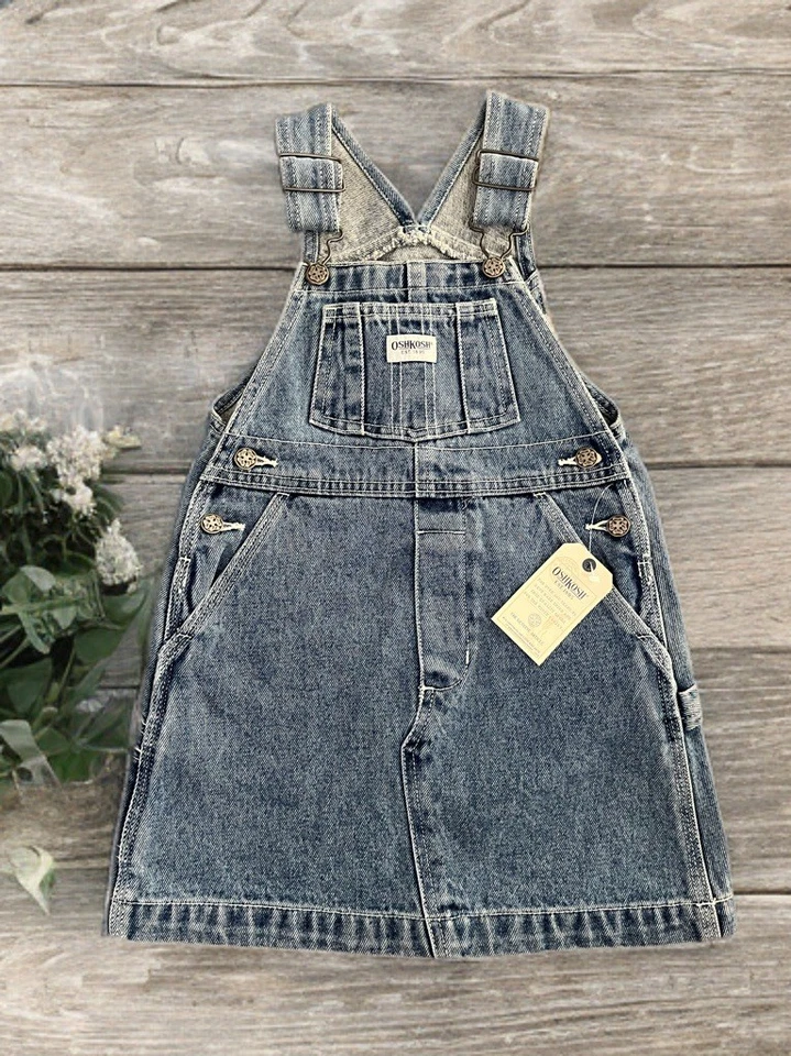 Vestido Jersey Vintage OshKosh B’Gosh Denim Bebé 12m Jeans Deadstock Nuevo con Etiquetas Foto 1 de 1