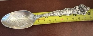 Antique Wallace Sterling Silver April Zodiac Spoon Engraved Chicago Taurus Daisy - Picture 1 of 9