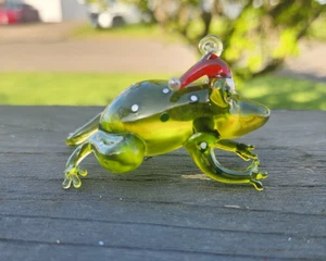 Vintage Art Glass Christmas Frog Santa Ornament Whimsical Fairy Tale - Picture 1 of 10
