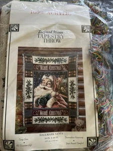 Hallmark  100% Cotton Holiday Santa Tapestry Throw “50x 60 Inches By Jacquard - Picture 1 of 8