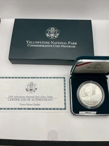 1999 Yellowstone National Park Commemorative Coin Proof Silver Dollar OGP - Picture 1 of 3