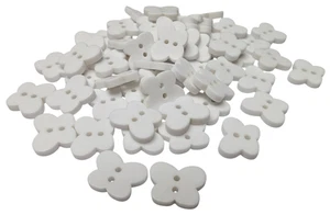 10x Knöpfe weiß Schmetterling 12,5x16mm Knopf Kinderknöpfe Baby Kunststoff 2Loch - Picture 1 of 5