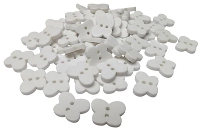 10x Knöpfe weiß Schmetterling 12,5x16mm Knopf Kinderknöpfe Baby Kunststoff 2Loch - Bild 1 von 4