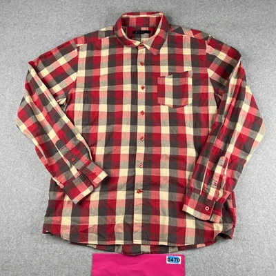 Volcom Shirt Large Red Plaid Casual Beach Button Up Long Sleeve Mens - Image 1 of 4