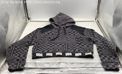 UGG женщин фиолетовый черный чек длинным рукавом укороченный пуловер толстовка с капюшоном размер XL - Изображение 1 из 4